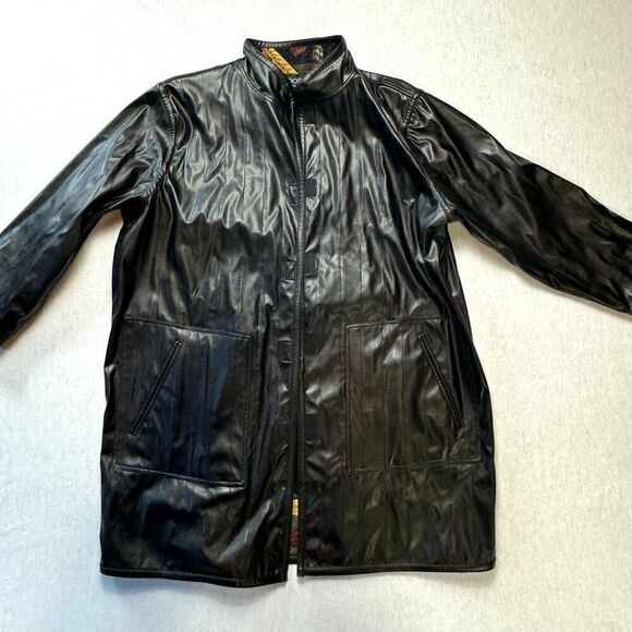 Vintage KOOS Of Course Vinyl Quilted Reversible Jacket Sz 1X - Picture 6 of 11